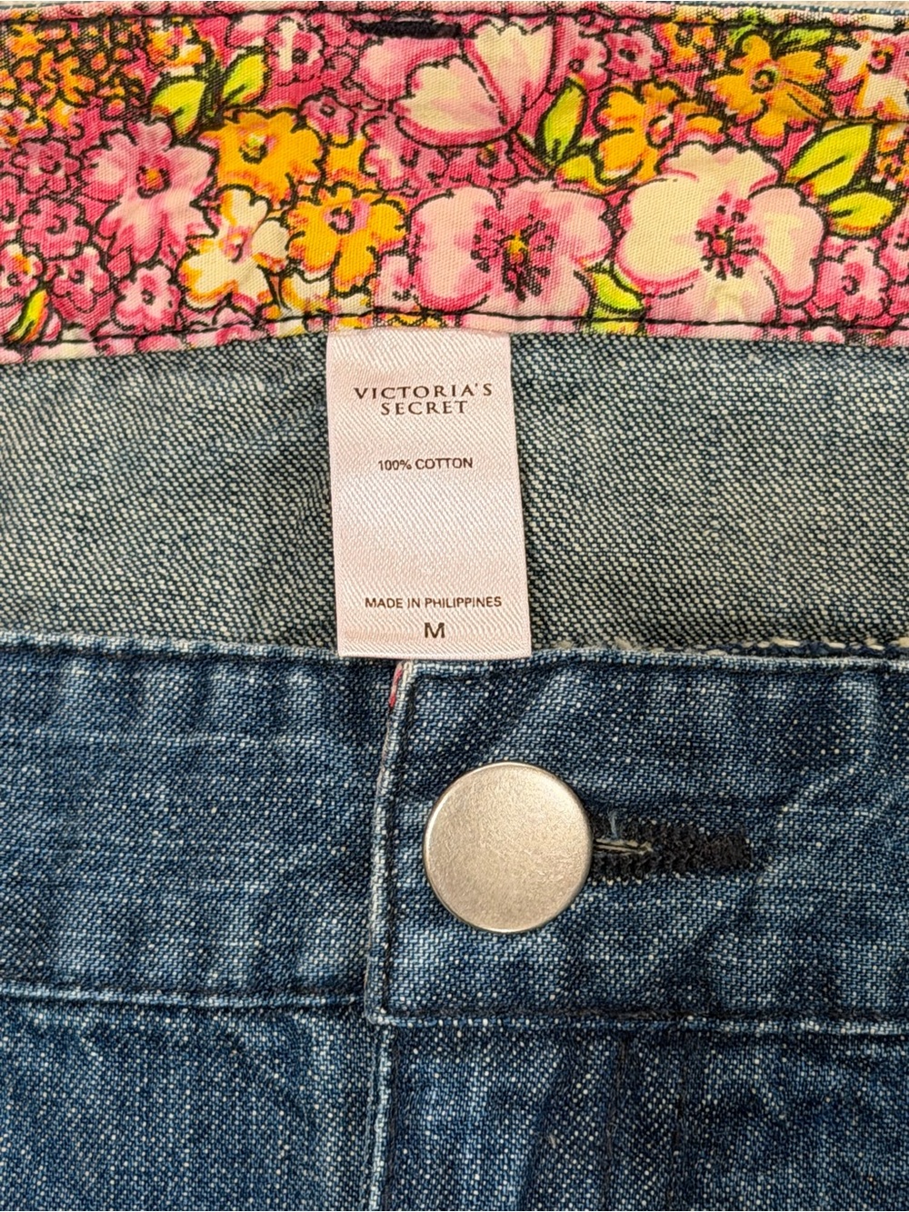 Victoria's Secret Y2K Blue Denim Mini Skirt with White Eyelet Ruffle - Picture 9 of 10